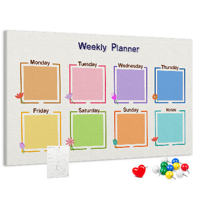 Weekkalender met bloemenaccenten en prikbord