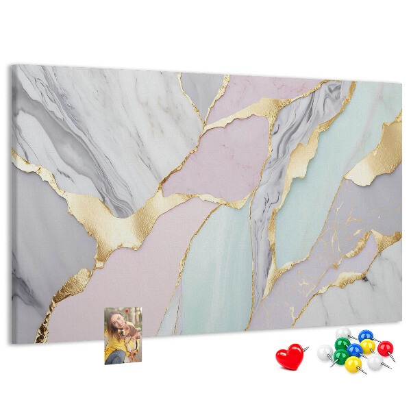 Kurk prikbord elegant marmer met gouden accenten