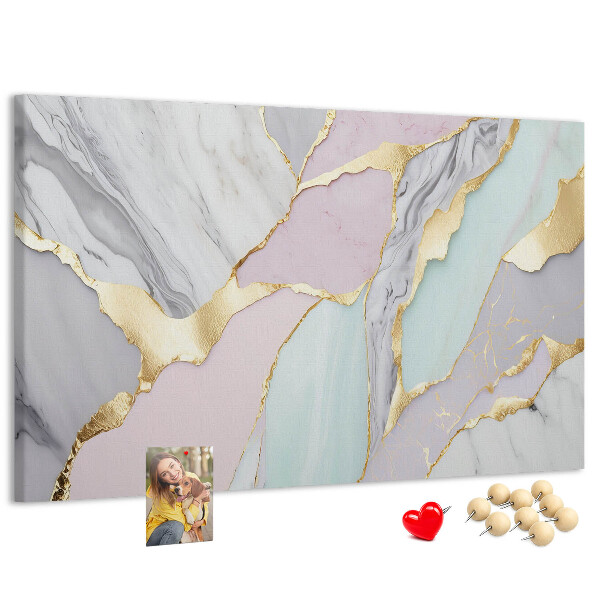 Kurk prikbord elegant marmer met gouden accenten