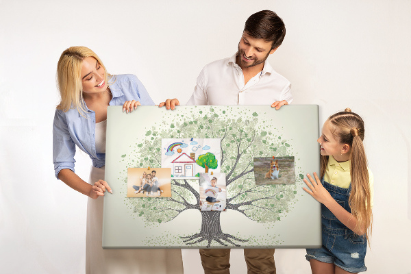 Kurkbord boommotief met groene bladeren