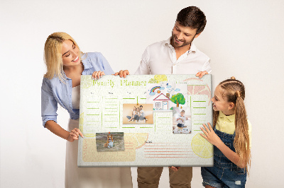 Kurk prikbord met een citruspatroon en familieplanner