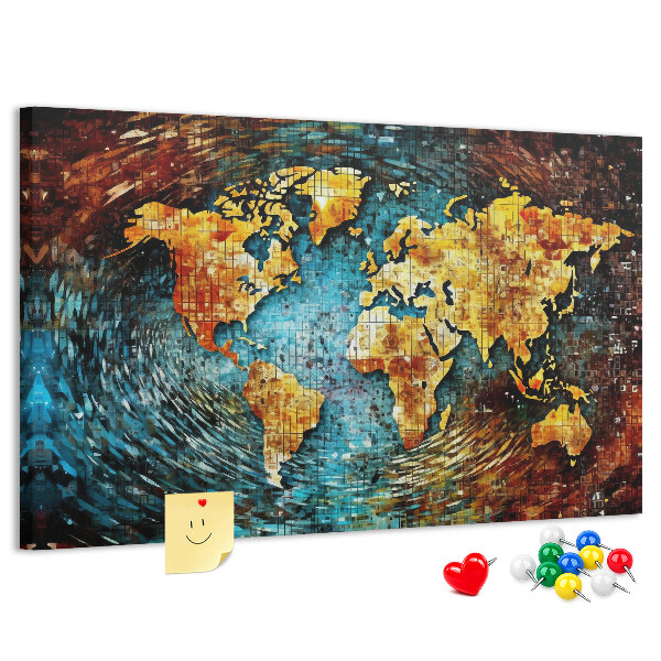 wereldkaart in abstracte stijl