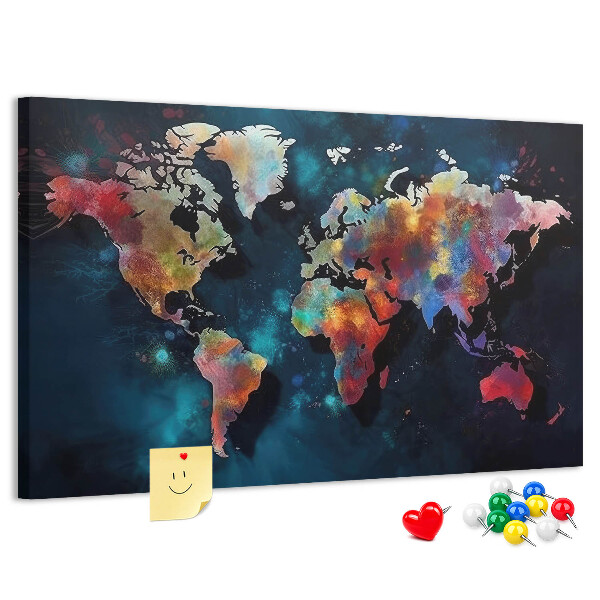 wereldkaart in kleur op een donkere achtergrond