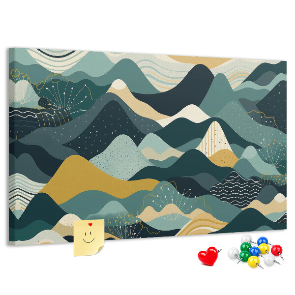 met abstracte berglandschapspatronen in kleur