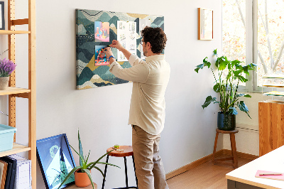 Kurkbord met abstracte berglandschapspatronen in kleur