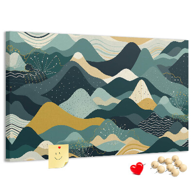 Kurkbord met abstracte berglandschapspatronen in kleur