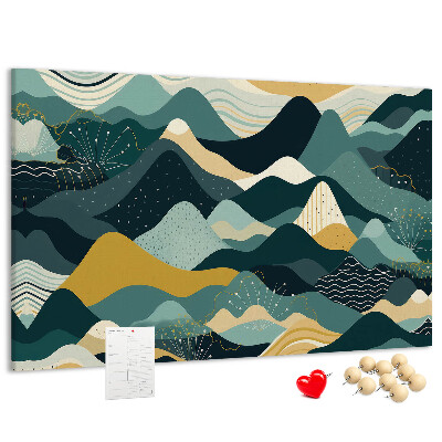 Kurkbord met abstracte berglandschapspatronen in kleur