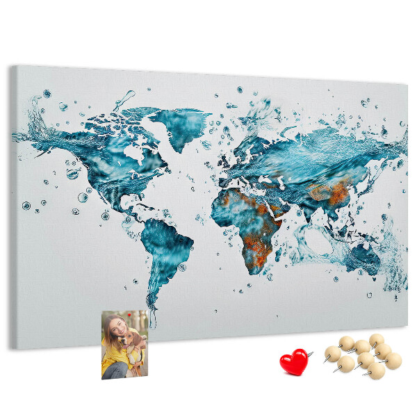 Kurkbord wereldkaart met aquarel design