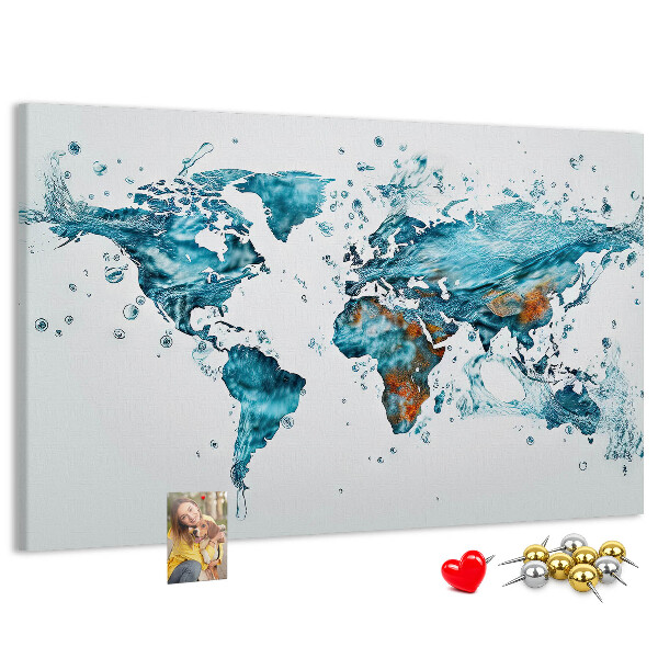 Kurkbord wereldkaart met aquarel design