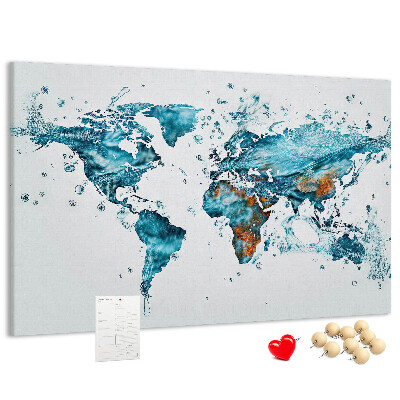 Kurkbord wereldkaart met aquarel design