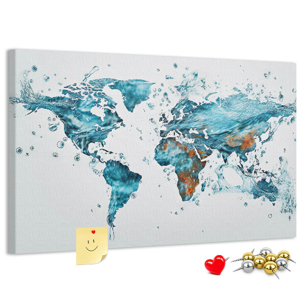 Kurkbord wereldkaart met aquarel design