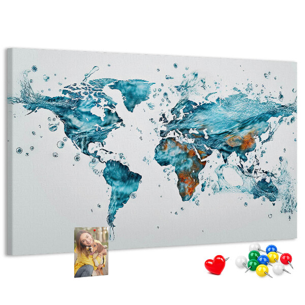 Kurkbord wereldkaart met aquarel design