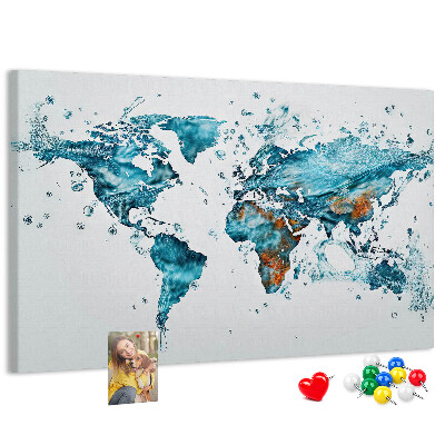 Kurkbord wereldkaart met aquarel design
