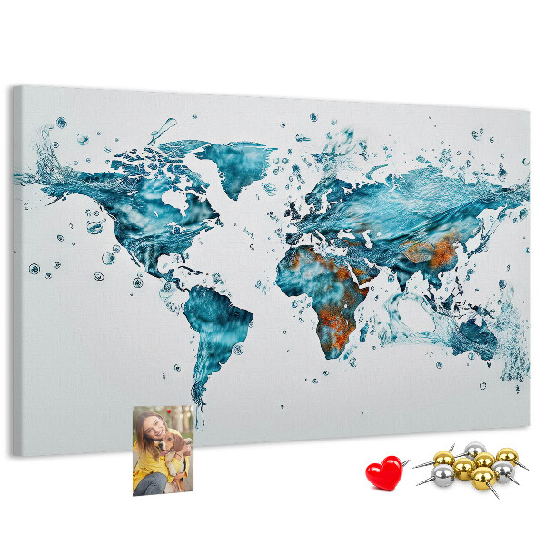 Kurkbord wereldkaart met aquarel design