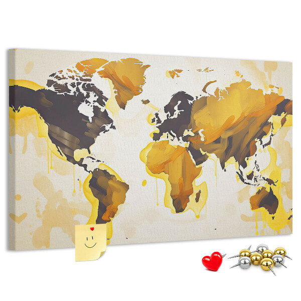 Kurkbord abstracte wereldkaart in warme kleuren