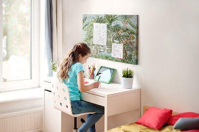 Prikbord tropisch regenwoud met wilde dieren en vogels