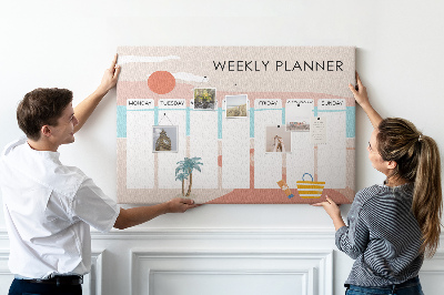 Prikbord weekplanner met een zomers strandthema