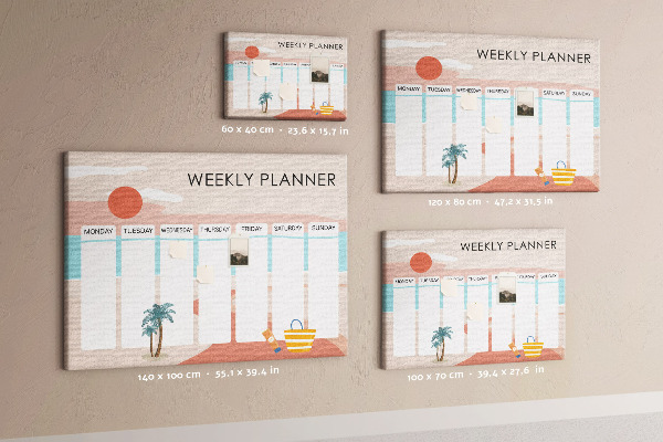 Prikbord weekplanner met een zomers strandthema