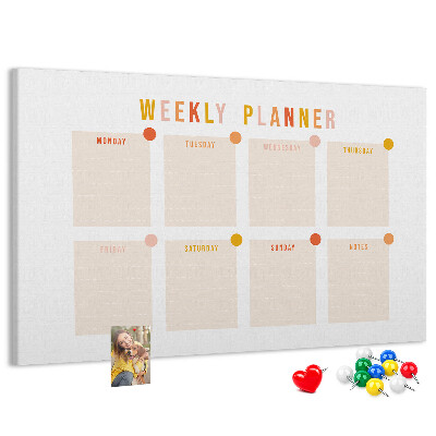 Kurkbord weekplanner in pastelkleuren