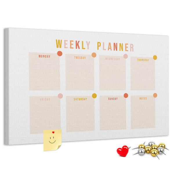 Kurkbord weekplanner in pastelkleuren