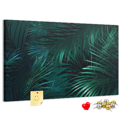 Kurk prikbord met tropische bladeren in verschillende tinten groen