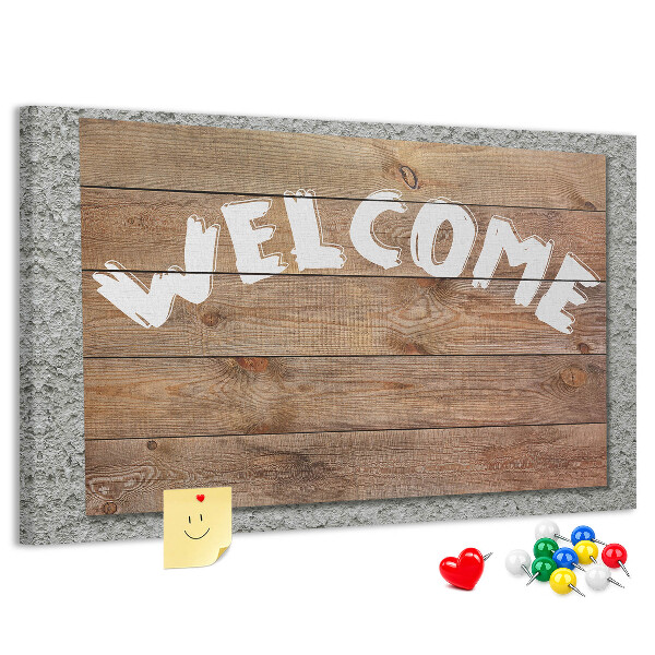 Kurkbord houten welkomstbord met opschrift