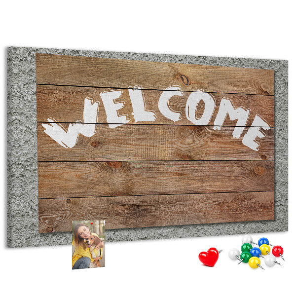 Kurkbord houten welkomstbord met opschrift