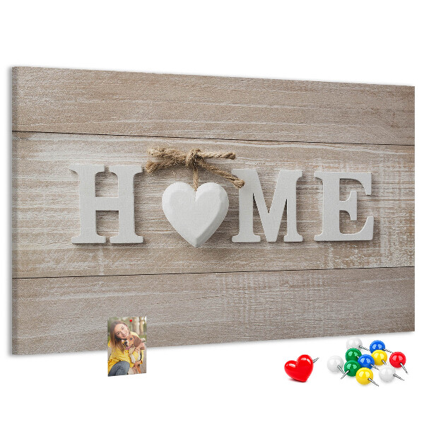 Kurkbord stijlvol met HOME-opschrift en hartje