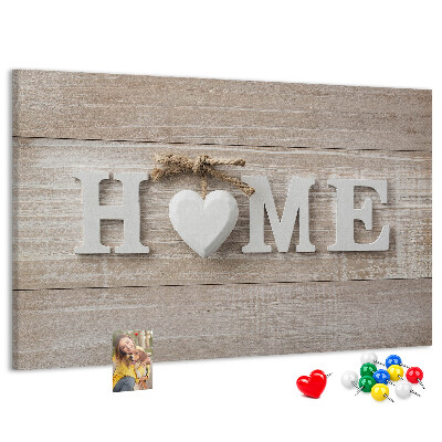 Kurkbord stijlvol met HOME-opschrift en hartje