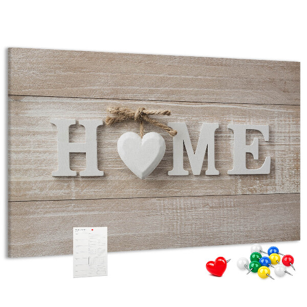 Kurkbord stijlvol met HOME-opschrift en hartje