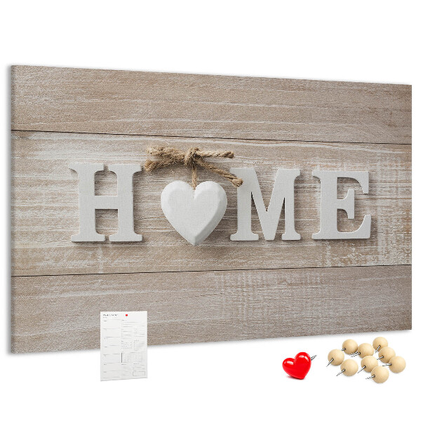 Kurkbord stijlvol met HOME-opschrift en hartje