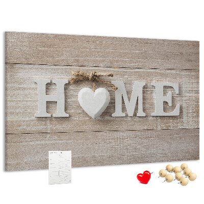 Kurkbord stijlvol met HOME-opschrift en hartje