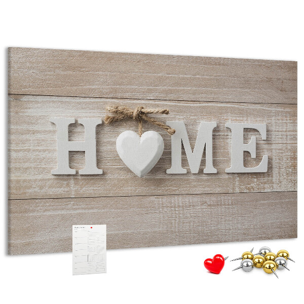 Kurkbord stijlvol met HOME-opschrift en hartje