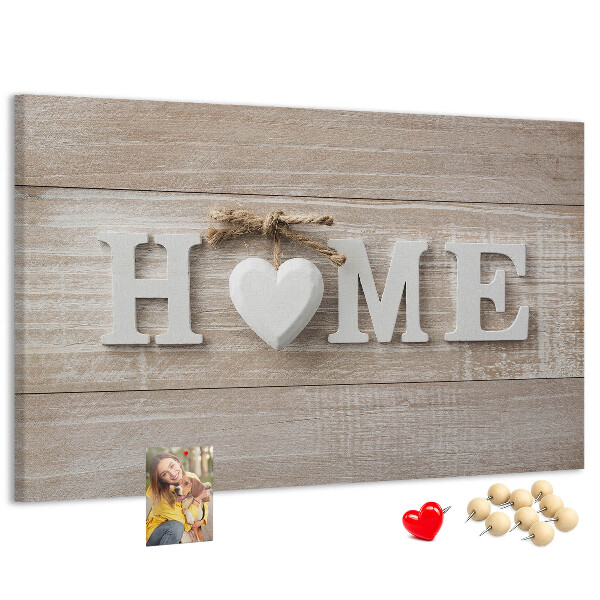 Kurkbord stijlvol met HOME-opschrift en hartje