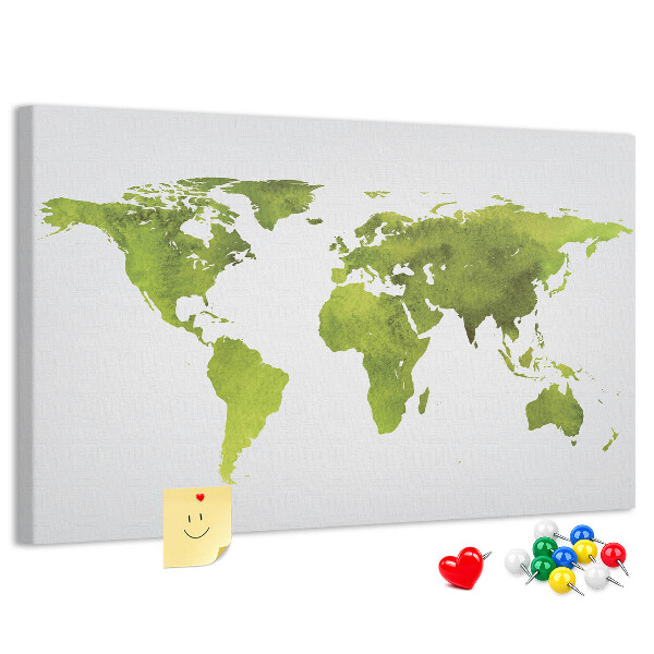 Kurkbord wereldkaart in aquarel-stijl