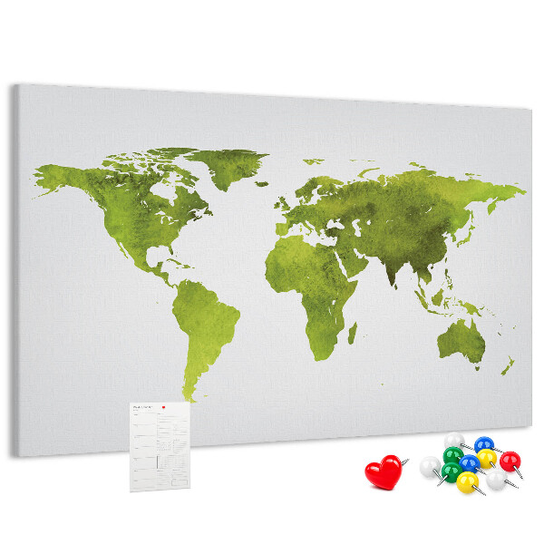 Kurkbord wereldkaart in aquarel-stijl
