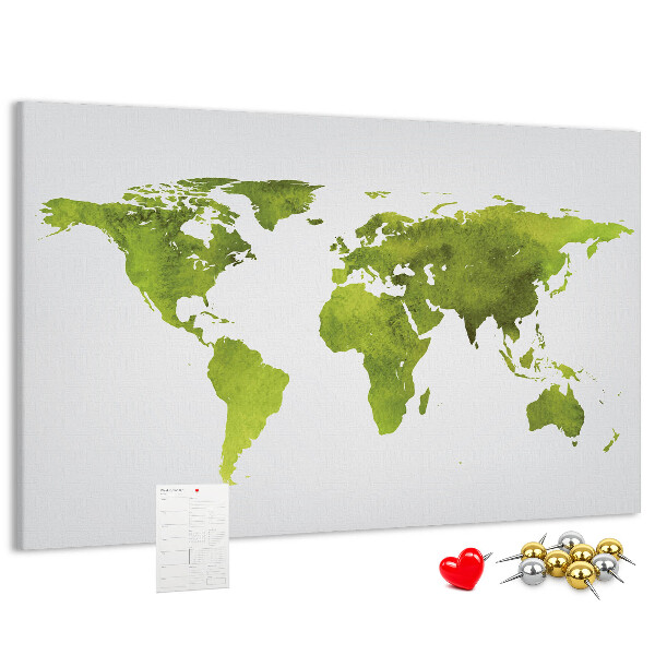 Kurkbord wereldkaart in aquarel-stijl