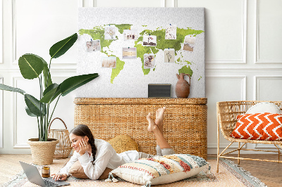 Kurkbord wereldkaart in aquarel-stijl