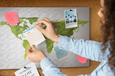 Kurkbord wereldkaart in aquarel-stijl