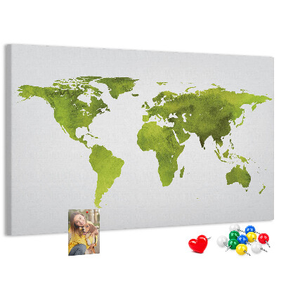 Kurkbord wereldkaart in aquarel-stijl
