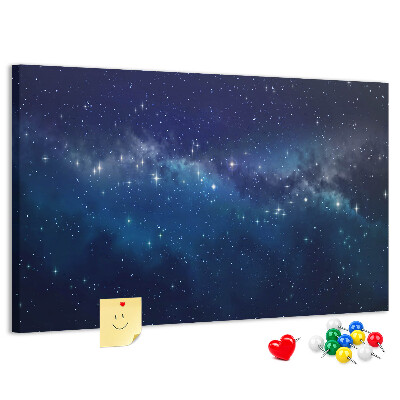 Prikbord met een kosmische ruimte en fonkelende sterren