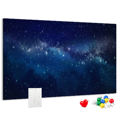 Prikbord met een kosmische ruimte en fonkelende sterren