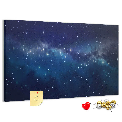 Prikbord met een kosmische ruimte en fonkelende sterren