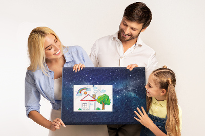 Prikbord met een kosmische ruimte en fonkelende sterren