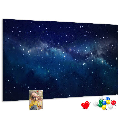 Prikbord met een kosmische ruimte en fonkelende sterren