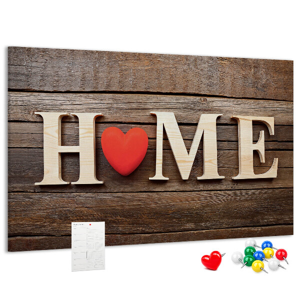 Kurk prikbord houten letters met een hart op de achtergrond