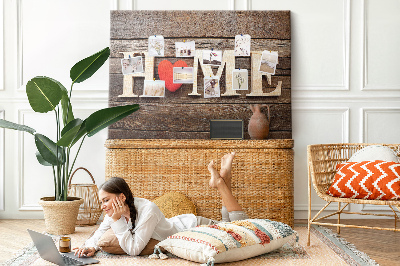 Kurk prikbord houten letters met een hart op de achtergrond