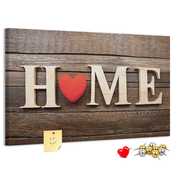 Kurk prikbord houten letters met een hart op de achtergrond