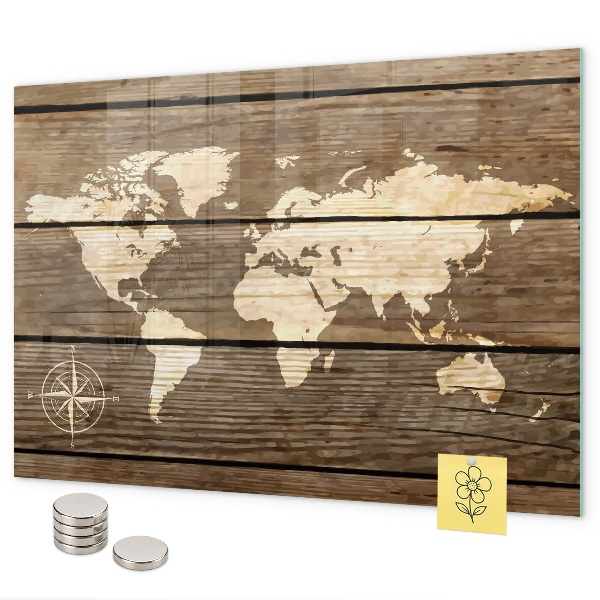 Magneetbord Wereldkaart op het bord