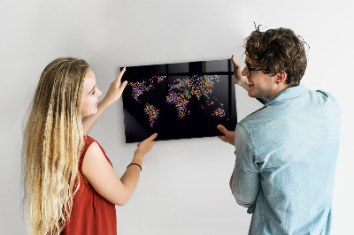 Magnetisch bord Wereldkaart gemaakt van stippen